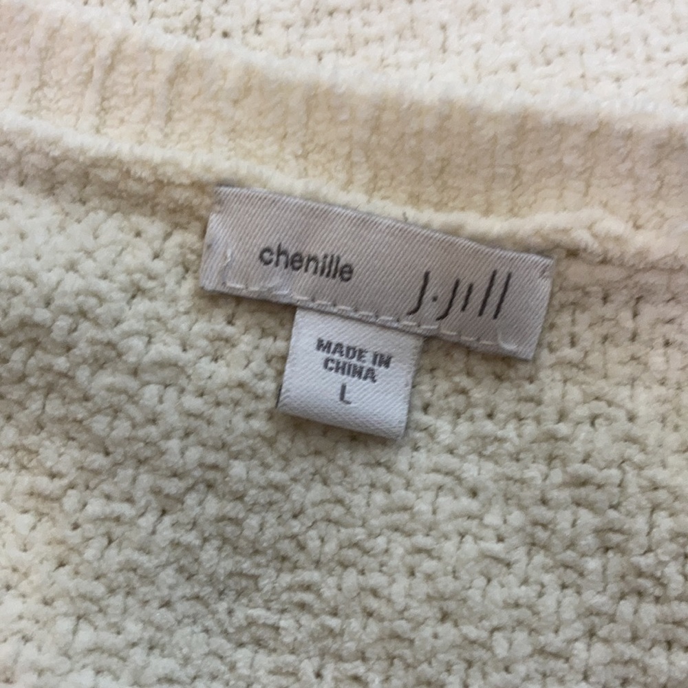 J.Jill Ivory Chenille Cable Knit Sweater Top Large - Picture 7 of 9